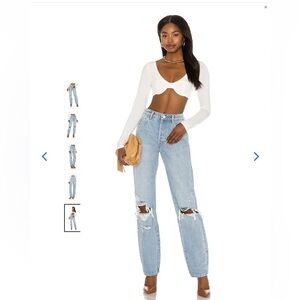 Rollas Revolve Classic Straight High Rise Regular Fit Distressed denim Jeans